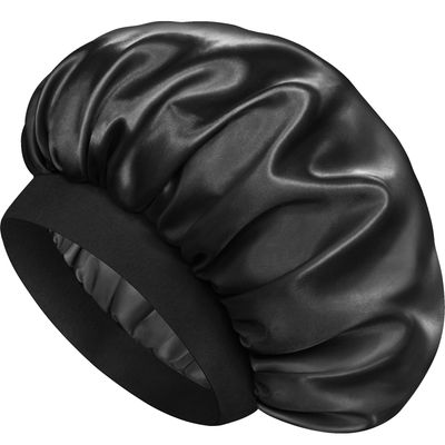 Doitory Satin Bonnet Silk Bonnet for Sleeping, Double Layer Silk Sleep Cap for Men &amp; Women, Soft Satin Lined Bonnet for Natural &amp; Curly Hair(Black)