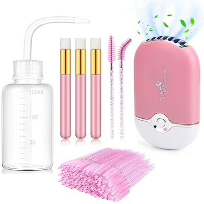 Shmian Lash Cleaning Kit - Electric Eyelash Fan Dryer &amp; Extension Cleaning Brush - Pink Mini Fan for Eyelashes - Complete Lash Care &amp; Extension Supplies
