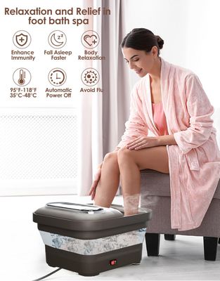 OOAMBB Collapsible Foot Spa with Heat, Bubble and Temp Control, Foot Bath Massager with XL Touch Screen and Massage Rollers, Foot Soaking Tub, Pedicure Foot spa for Stress Relief (Grey)