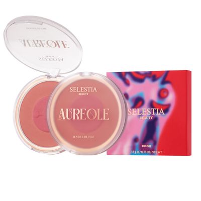 SELESTIA BEAUTY Blush Duo Aureole - High Pigmented Pink Blush for Cheeks - Blush Powder with Matte Finish - Easy-to-Blend Texture - Mix or Use Separately, 0.53 Oz