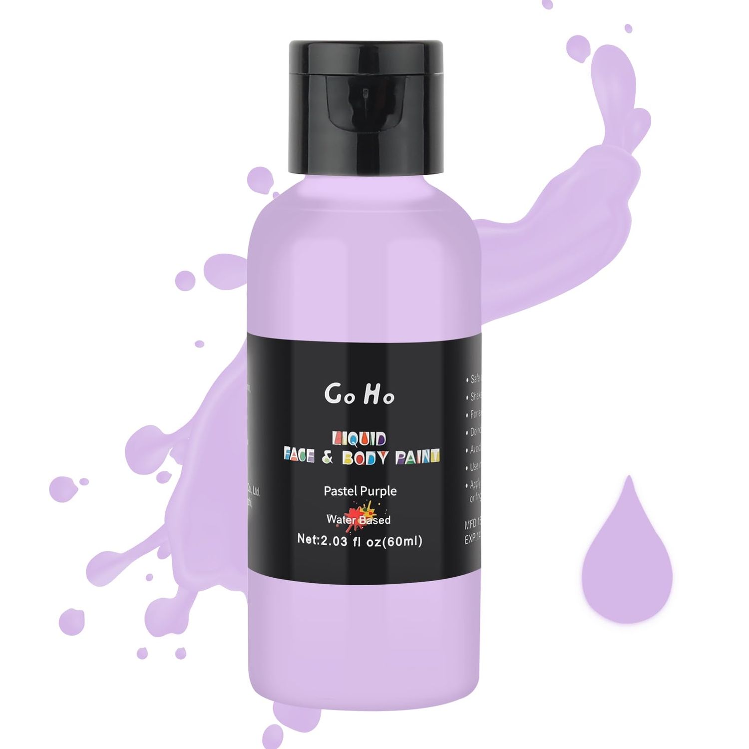 Go Ho Pastel Purple Face Body Paint(2.1 oz),Pastel Purple Makeup Water Based Face Paint and Body Paint for Airbrush Makeup Special FX, Cosplay, and Halloween Make up