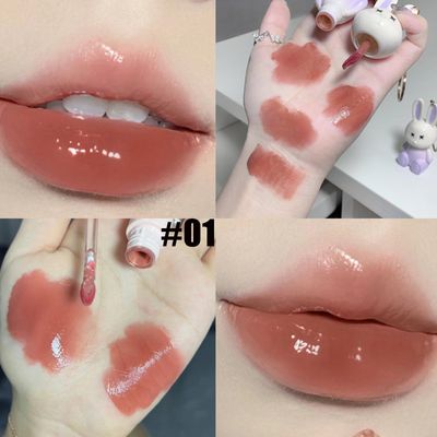 Bekoeen 3Psc Rabbit Key chain Jelly Lip Glaze,Moisturising Crystal Keychain 2 in 1Lip Glow Gel,Sparkling Lipgloss Liquid Lipstick Set, Hydrating Sweet Lip Gloss Set