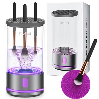 Electric Makeup Brush Cleaner machine, 2 in 1 Makeup Brush Dryer &amp; Makeup Brush Washer Combined, Automatic Spinning Makeup Brush Cleaner For All Size Makeup Brush and Sponges