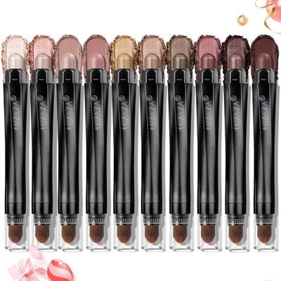 LUXAZA 10PCS Eyeshadow Stick,Shimmer And Matte Brown Metallic Eye Shadow sticks Set,Cream Eyeshadow Pencil Crayon with Smudge-proof &amp; Waterproof,Eye Brightener Stick