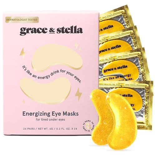 grace &amp; stella Under Eye Mask - Valentines Day Gifts for Women - Reduce Dark Circles, Puffy Eyes, Undereye Bags, Wrinkles - Gel Under Eye Patches - Bridesmaid Gifts - Vegan Self Care (24 Pairs, Gold)