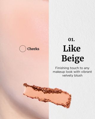 VDL Cheekstain Pastel Blush for Cheeks (Like Beige, 0.2oz) - Lightweight, Velvet Powder Formula - Seamless, Long-Lasting, Natural-Looking Glow | Korean Makeup