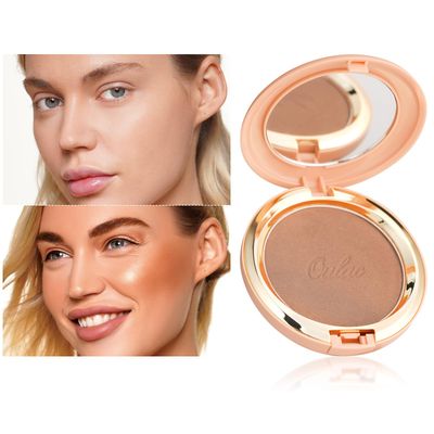 Oulac Shimmer Bronzer Powder Face Makeup with Mirror - Natural SunKissed Bronzer Look,Highly Pigmented Cream Bronzer, Long Lasting Glow, Easy to Blend, Vegan &amp; Cruelty-Free B02