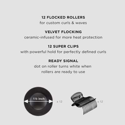 Conair Hot Rollers Hair Curlers for Long, Medium and All Hair | Heated Rollers with Hair Roller Clips Included | 1 12-inch Rollers | Amazon Exclusive