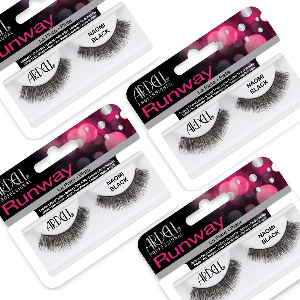 Ardell False Eyelashes Naomi Black - Full Volume, Natural Look Lashes, Comfortable Wear, 4-Pack