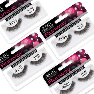 Ardell False Eyelashes Naomi Black - Full Volume, Natural Look Lashes, Comfortable Wear, 4-Pack