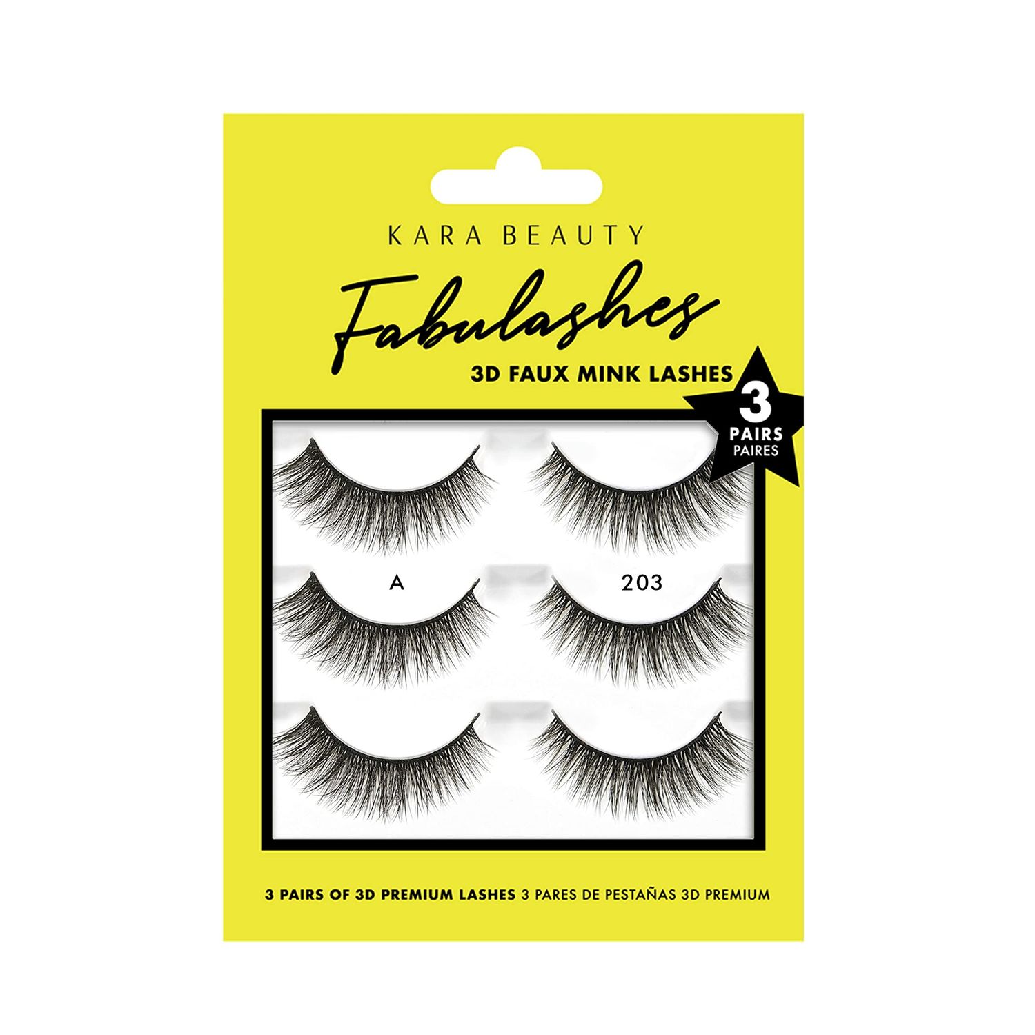 KARA BEAUTY FABULASHES 3 IDENTICAL PAIRS Multi-pack 3D Faux Mink False Eyelashes - Style KA3203