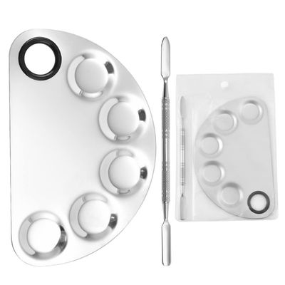 AKOAK Stainless Steel Beauty Palette, with Spatula Tool, Nail Art Makeup Palette, for Mixing CosmeticsNail PolishPigments