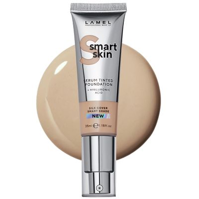 LAMEL Smartskin Serum Tinted Foundation - Hydrating &amp; Nourishing - Hypoallergenic &amp; Skin-Caring - Color Correcting - Anti-Aging Formula with Hyaluronic Acid, 404-1,18 fl.oz
