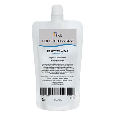 TKB Lip Gloss Base (Flexagel M) | Ready-to-Wear| Moisturizing, High Shine, Crystal Clear, Vegan and Cruelty free| Made in USA. (5.5oz (156g))