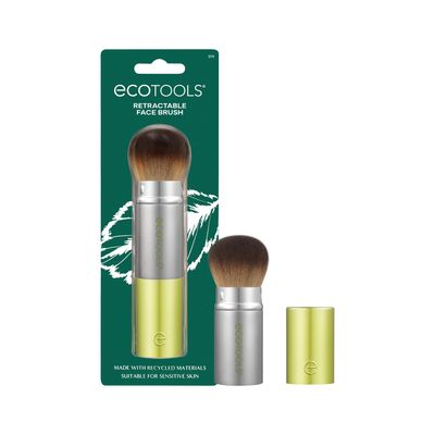 EcoTools Retractable Face Makeup Brush, Kabuki Brush for Foundation, Blush, Bronzer, &amp; Powder, Travel Friendly &amp; Perfect for On The Go, Eco Friendly, Synthetic &amp; Cruelty Free Bristles, 1 Count