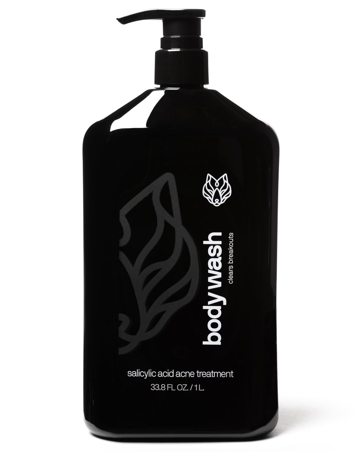 Black Wolf Charcoal Powder Body Wash for Men, 1 Liter - Charcoal Powder &amp; Salicylic Acid Reduce Acne Breakouts &amp; Cleanse Your Skin from Toxins &amp; Impurities - Rich Lather for Full Coverage, Deep Clean