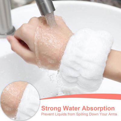 Chuangdi 4 Pairs Wrist Bands for Washing Face Wrist Spa Microfiber Wrist Wash Towel Band Scrunchies Absorbent Wrist Sweatband for Women Prevent Liquid from Spilling(Stylish Colors)