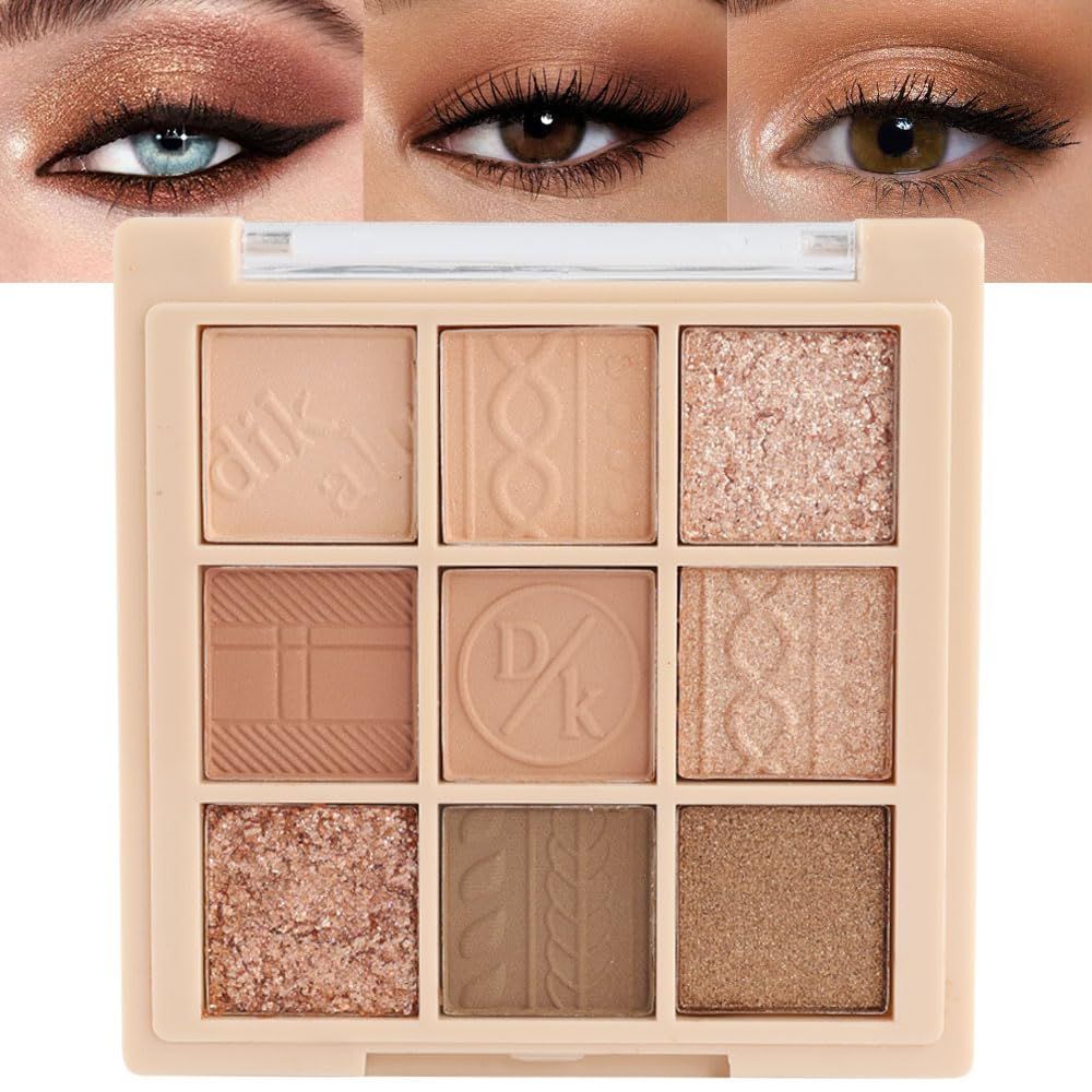 9 Colors Nude Champagne Gold Matte Shimmer Eyeshadow Palette for Eye Makeup,High Pigmented Brown Eye Shadow Primers Powder Palet de sombras de ojos-15#