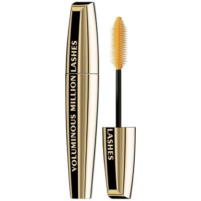 LOreal Paris Makeup Voluminous Million Lashes Mascara, Volumizing, Defining, Smudge-Proof, Clump-Free Lengthening, Collagen Infused Eye Makeup, Amplifying Mascara Brush, Blackest Black, O.3 Fl Oz