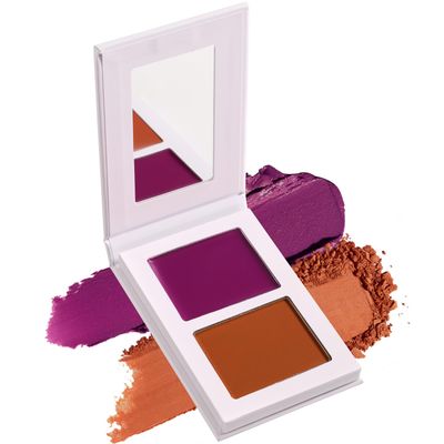 Purple Blush for Cheeks, Highly Pigmented Cream Blush for Mature Skin, Long Lasting Lavender Blush for Dark Skin, Soft Blush Duo Mineral Matte Blusher Dewy Finish Creme Palette Natural Look Vegan(04#)