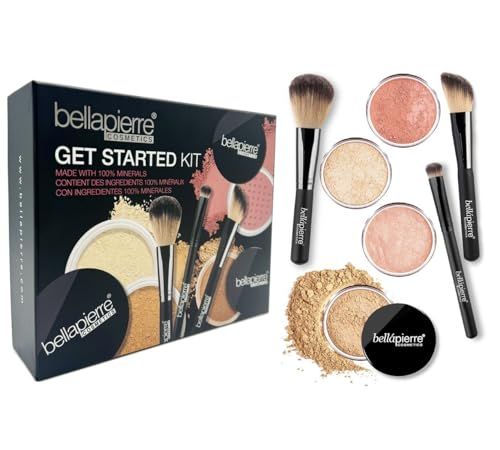 bellapierre Get Started Kit | Includes 2 Mineral Foundations, 1 Blush, &amp; 1 Bronzer | Mineral Makeup Essentials | Non-Toxic and Paraben Free | Oil and Cruelty Free | Long Lasting Formulas - Medium