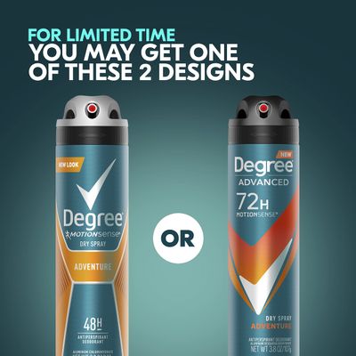 Degree Men Advanced Antiperspirant Deodorant Dry Spray Adventure 72-Hour Sweat and Odor Protection Deodorant For Men With MotionSense Technology, 3.8 Ounce (Pack of 3)