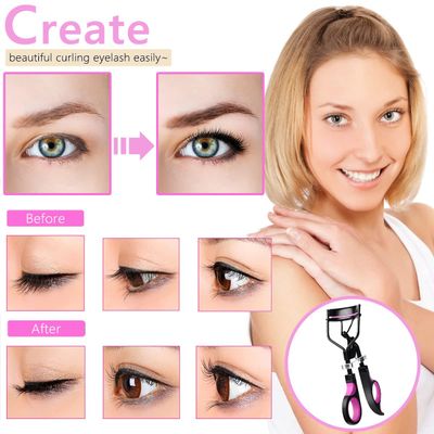 Eyelash Curlers Eyebrow Brush Kit for Women w Lash Curler, Eyelash Comb Seperator, Mascara Brushes, Eyelash Extension Tweezers, Angled Eyebrow Brush and Comb, 10 Silicone Refills Pads for Lash &amp; Brow