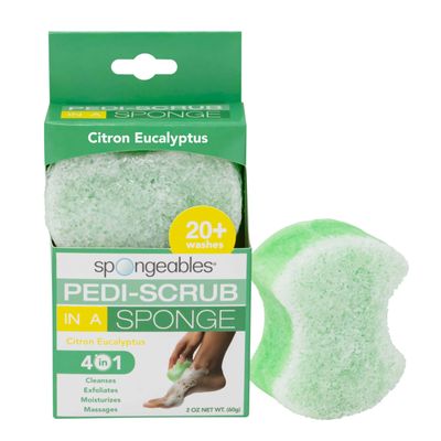 Spongables Pedi Scrub Foot Exfoliating 20 Wash Sponge, Citron Eucalyptus, 1 Count