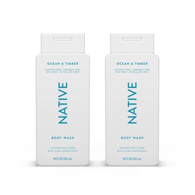 Native Body Wash Contains Naturally Derived Ingredients | For Women &amp; Men, Sulfate, Paraben, &amp; Dye Free Leaving Skin Soft and Hydrating |Ocean &amp; Timber 18 oz - 2 Pk