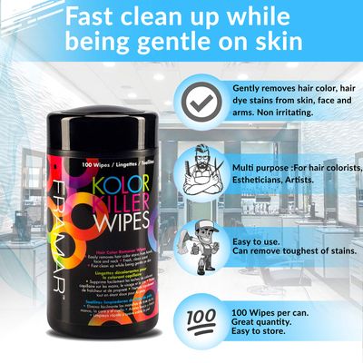 Framar Kolor Killer Wipes - Hair Dye Remover, Hair Color Remover - Wipes Dispenser of 100