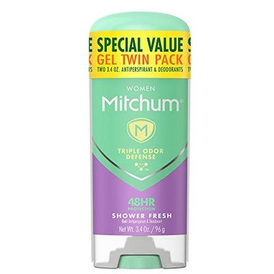 Mitchum Women&#39;s Deodorant, Antiperspirant Stick, Triple Odor Defense Gel, 48 Hr Protection, Shower Fresh, 3.4 Oz (Pack of 2)