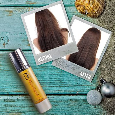 GK HAIR Global Keratin Hair Smoothing Serum (1.69 Fl. Oz50ml) - 100% Organic Argan Oil Hydrating Strength Shine Dry Damaged Repair Anti Frizz Moistures Nourishment & Weightless Styling All Hair Types