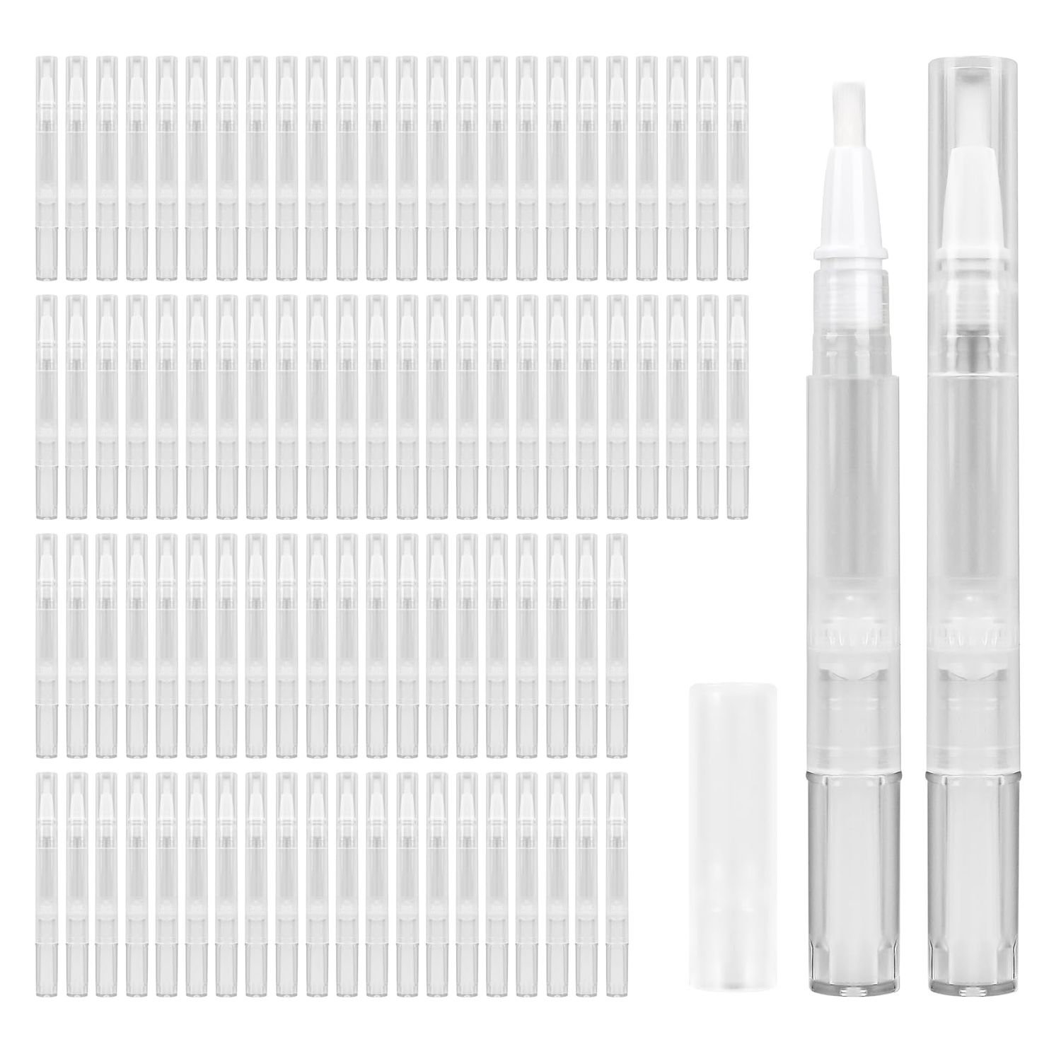 100PCS Empty Cuticle Oil Pen Transparent Twist Pens 3ml, Empty Nail Oil Pen with Brush Tip for Cuticle Oil Applicator, Empty Nail Oil Pen, Eyelash Growth Liquid Tube, Cosmetic Lip Gloss Container