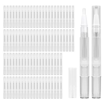 100PCS Empty Cuticle Oil Pen Transparent Twist Pens 3ml, Empty Nail Oil Pen with Brush Tip for Cuticle Oil Applicator, Empty Nail Oil Pen, Eyelash Growth Liquid Tube, Cosmetic Lip Gloss Container