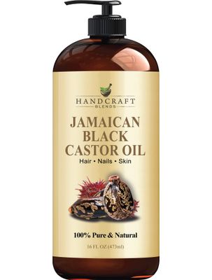 Handcraft Blends Jamaican Black Castor Oil - 16 Fl Oz - 100% Pure and Natural - Premium Grade Oil for Hair Growth, Eyelashes and Eyebrows - Carrier Oil - Hair and Body Oil
