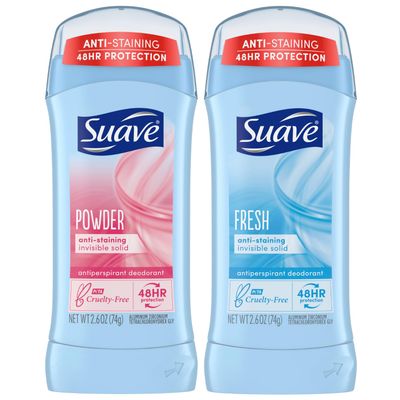 Suave Deodorant Antiperspirant for Women, Variety Pack - Powder  Fresh, Invisible Solid, 48H Protection, Anti-Staining, 2.6 Oz Ea (2 Piece Set)