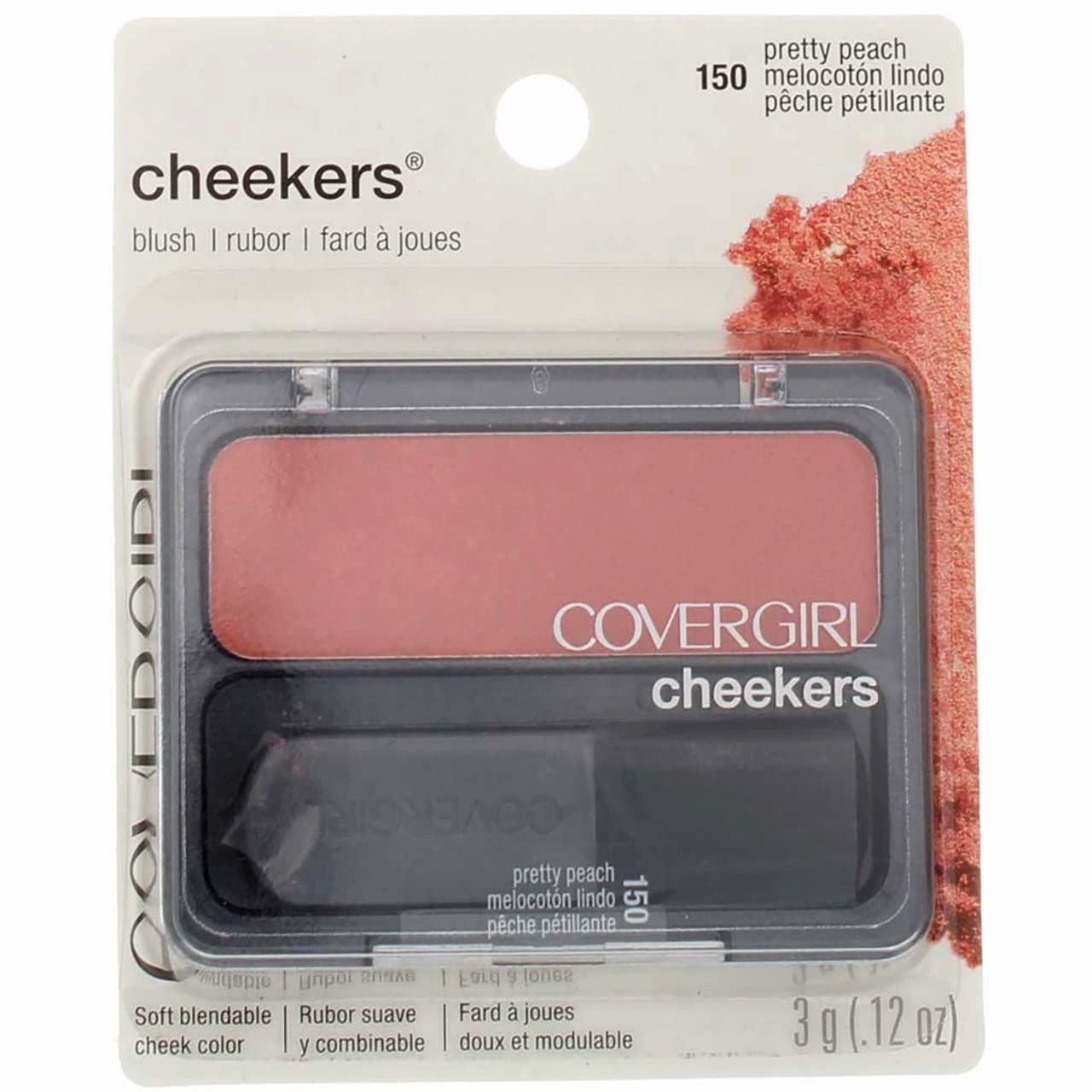 CoverGirl Cheekers Blush, Pretty Peach 150, 0.12 oz (Pack of 2)
