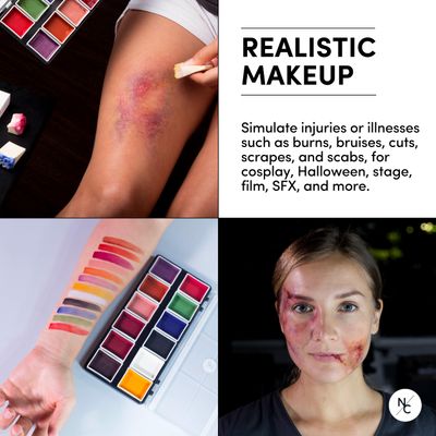 Narrative Cosmetics FX Alcohol-Activated 12 Colors Makeup Palette, Highly Pigmented Professional Makeup for the Stage, Film, Costumes, Cosplay, SFX, Performance Arts