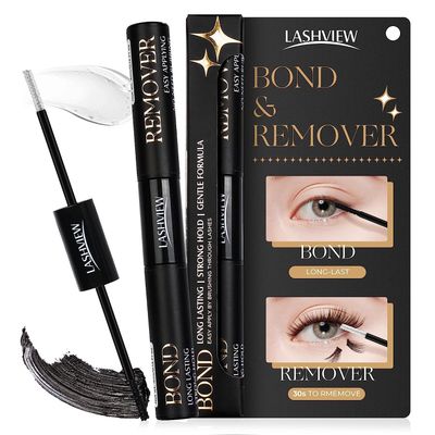 LASHVIEW 2 in 1 Lash Glue &amp; Remover, Waterproof Mascara Adhesive With Strong 48 Hour Hold, Fast Removal With No Residue