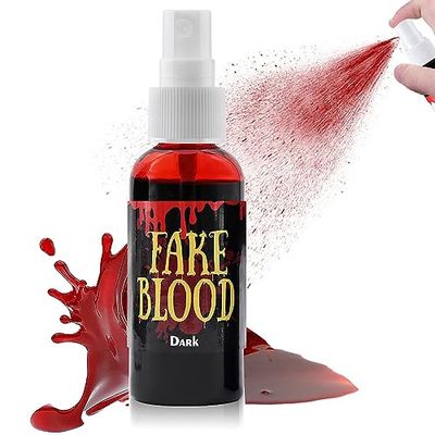 Halloween Fake Blood Washable,Fake Blood Makeup,Fake Blood for Clothes,Halloween Liquid Fake Blood Spray,Blood Splatter for Zombie Monster Vampire Clown Costume Cosplay Makeup (2.1 oz)