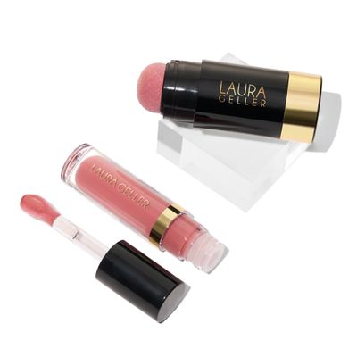 LAURA GELLER NEW YORK Serum Staples Soothing Blush  Lip Duo - Serum Blush Cheek Tint, Practical Pink  Jelly Balm Lip Serum, There She Rose