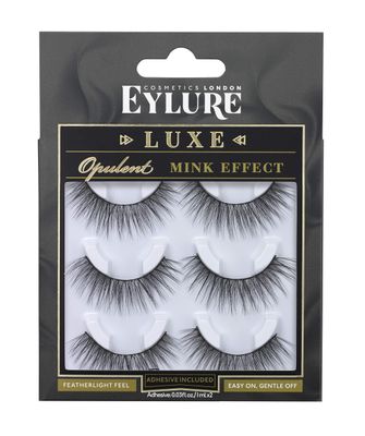 Eylure Luxe Silk Faux Mink Opulent Lash, Multi Pack, Reusable, Adhesive Included, 3 Pairs, 0.07 Ounce