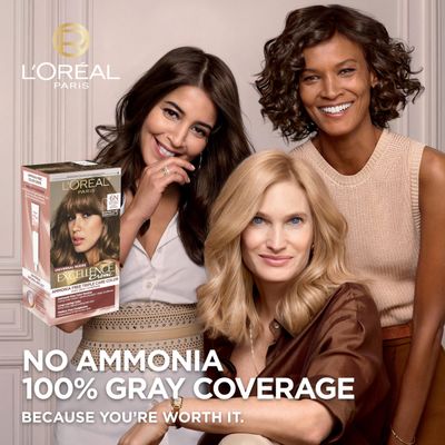 LOral Paris Excellence Universal Nudes Permanent Hair Color, Ammonia Free Hair Dye for Gray Hair Coverage, 6N Natural Light Brown, 1 Hair Dye Kit