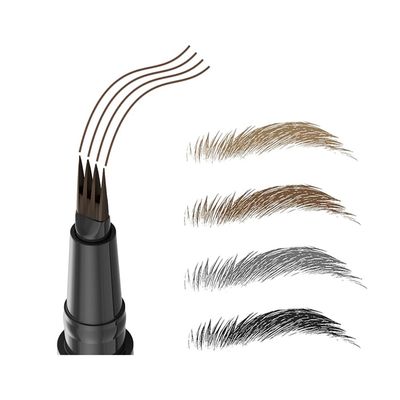 Dual-ended Easy Fill Eyebrow Pen, Hair-like Microfilling with Fork-Tips and Precise Tip, Liquid Brow Makeup by Linble (#2 Deep Brown)