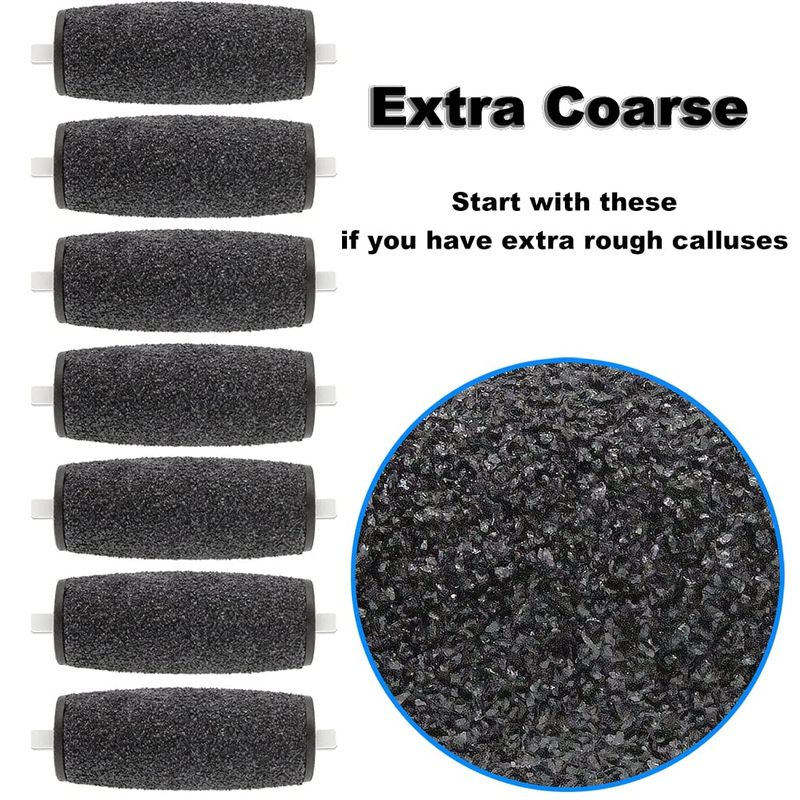 11 Pack Include 7 Extra Coarse &amp; 4 Regular Coarse Replacement Roller Refill Heads Compatible with Amope Pedi Electronic Foot File