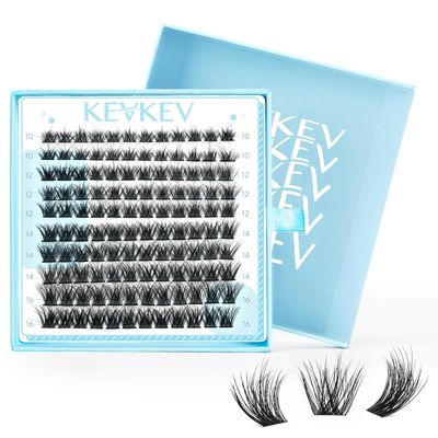 KevKev Lash Clusters 3D Fluffy Cluster Lashes 120 Pcs DIY Lash Extensions Mixed CD Eyelash Clusters Individual Lashes Cluster Thin Band &amp; Soft Resuable Lashes(Bulebell,10-16mix)