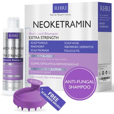 Anti Fungal Shampoo for Men &amp; Women | Anti Dandruff, Medicated, Folliculitis Shampoo for Dry Scalp, Psoriasis, Ringworm | for Itchy, Flaky &amp; Irritated Scalp | No Paraben &amp; Sulphate | wDandruff Brush