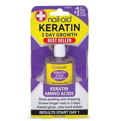 Nail-Aid Keratin 3 Day Growth Nail Treatment &amp; Strengthener, Clear, 0.55 Fl Oz