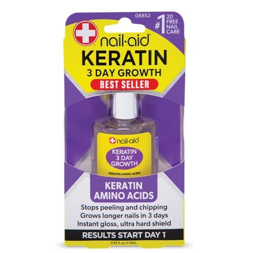 Nail-Aid Keratin 3 Day Growth Nail Treatment &amp; Strengthener, Clear, 0.55 Fl Oz