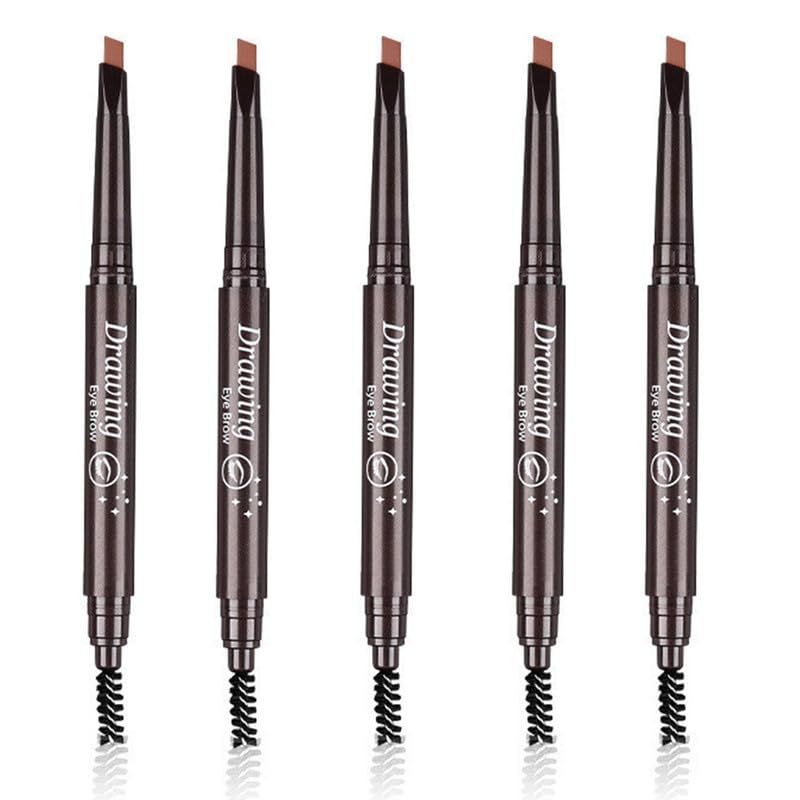 AddFavor Eyebrow Pencil Waterproof Eyebrow Definer Pencil with Brush for Women Makeup, Brown Brow Pencil, 5 Count